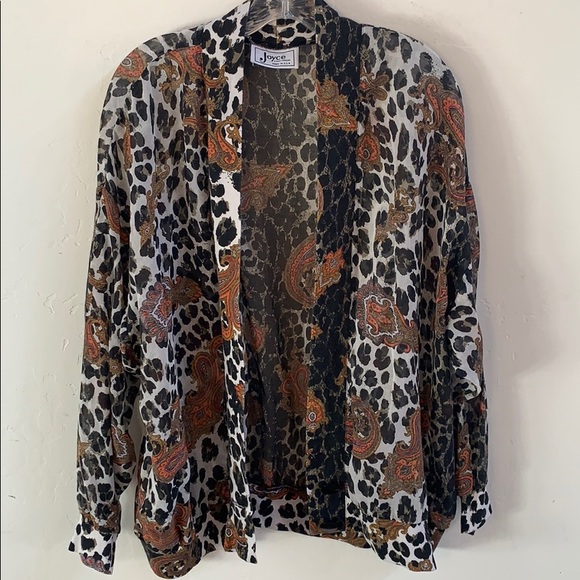 Vintage Joyce leopard cheetah paisley unique cardi - Picture 1 of 7